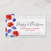 Red Poppy & Cornflower Rustic Wood Social Network Visitekaartje (Voorkant)