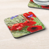 Red Poppy, Cottage Garden foto Bier Onderzetter (Linkerzijde)