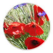 Red Poppy, Cottage Garden foto Keramische Knop (Voorkant)