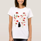 Red Poppy Cute Floral T-shirt (Voorkant)
