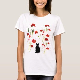 Red Poppy Cute Floral T-shirt