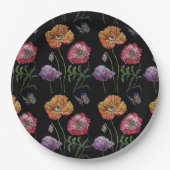 Red Poppy dark Flowers Pattern Paper Party Bord (Voorkant)