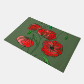 Red Poppy Doormat - Aangepaste kleuren Deurmat (Schuin)