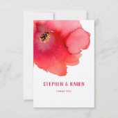 Red Poppy Elegant Wedding Bedankt Card (Voorkant)