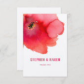 Red Poppy Elegant Wedding Bedankt Card (Voorkant / Achterkant)
