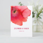 Red Poppy Elegant Wedding Bedankt Card (Staand voorkant)