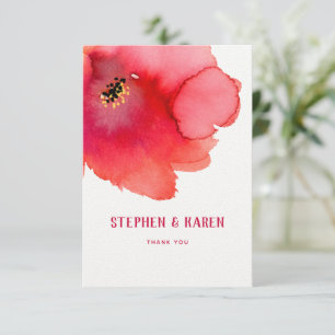 Red Poppy Elegant Wedding Bedankt Card