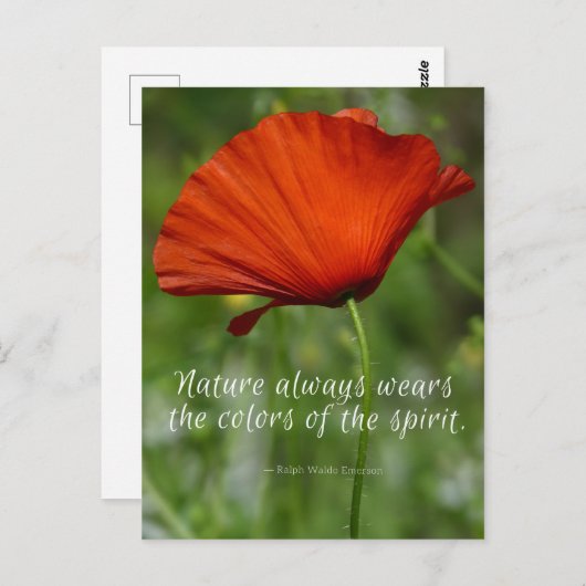 Red Poppy Emerson Quote Briefkaart (Voorkant / Achterkant)