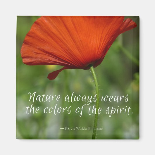 Red Poppy Emerson Quote Magneet (Voorkant)