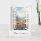 Red Poppy en Dahlia Field in Sympathy Window Kaart (Voorkant)