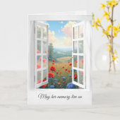 Red Poppy en Dahlia Field in Sympathy Window Kaart (Gele Bloem)