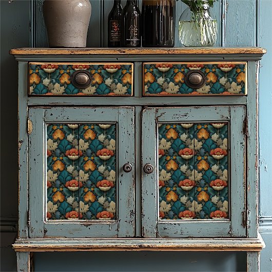 Red Poppy en Jade William Morris geïnspireerd Tissuepapier