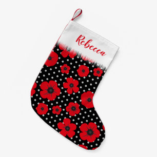 Red Poppy en Polka Dot gepersonaliseerd Kleine Kerstsok