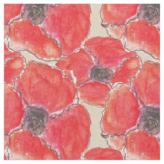 Red Poppy Fabric Stof (Close Up)
