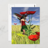 Red Poppy Fairy in een zomerveld Briefkaart (Voorkant / Achterkant)