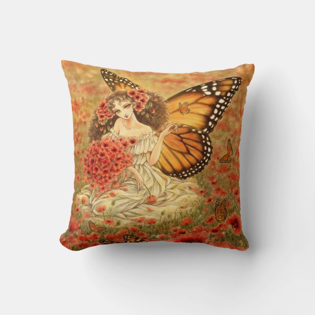 Red Poppy Fantasy Pillow Kussen (Voorkant)