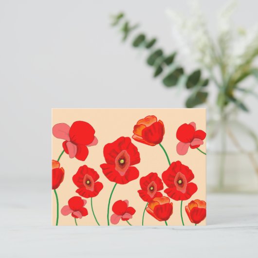 Red Poppy Field Briefkaart (Staand voorkant)