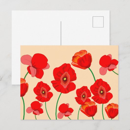 Red Poppy Field Briefkaart (Voorkant / Achterkant)