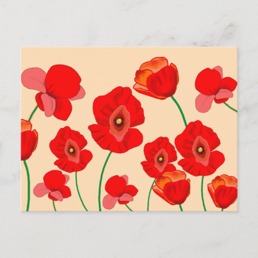 Red Poppy Field Briefkaart (Voorkant)