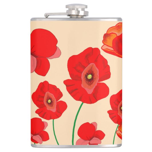 Red Poppy Field Heupfles (Voorkant)