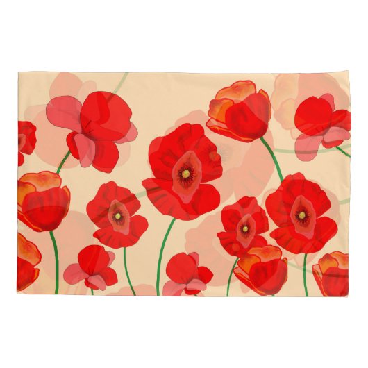 Red Poppy Field Kussensloop (Achterkant)