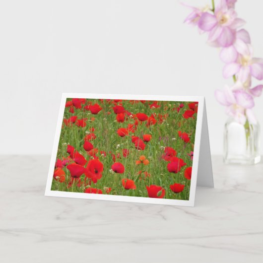 Red Poppy Field Landscape Card Kaart (Orchidee)
