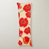 Red Poppy Field Lichaamskussen (Voorkant Verticaal)