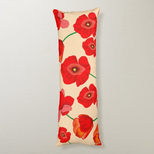 Red Poppy Field Lichaamskussen (Achterkant (Verticaal))
