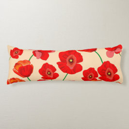 Red Poppy Field Lichaamskussen