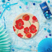 Red Poppy Field Papieren Bordje (Feest)