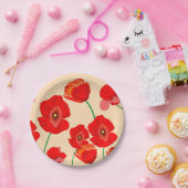 Red Poppy Field Papieren Bordje (Feest)