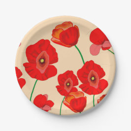 Red Poppy Field Papieren Bordje