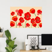 Red Poppy Field Poster (Thuiskantoor)