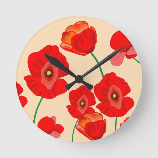 Red Poppy Field  Ronde Klok (Voorkant)