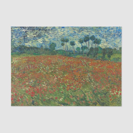 Red Poppy Field van Vincent Van Gogh Tissuepapier (Voorkant)
