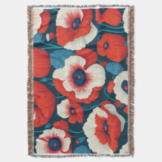 Red Poppy Floral  Deken
