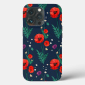 Red Poppy Floral Design Hoesje-Mate iPhone Case (Achterkant)
