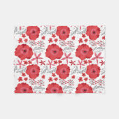 Red Poppy Floral Fleece deken (Voorkant (Horizontaal))