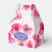 Red Poppy Floral Flower Tea Party Cake Favour Box Bedankdoosjes (Voorkant Zijde)
