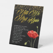 Red Poppy Floral Funeral Poem Reclamebord Met Voetstuk (Voorkant)