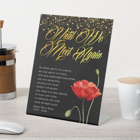 Red Poppy Floral Funeral Poem Reclamebord Met Voetstuk (Insitu)