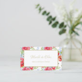 Red Poppy Floral Gold Script Beauty Boutique Visitekaartje (Staand voorkant)