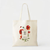 Red Poppy Floral Monogram Aangepaste Canvas tas (Voorkant)