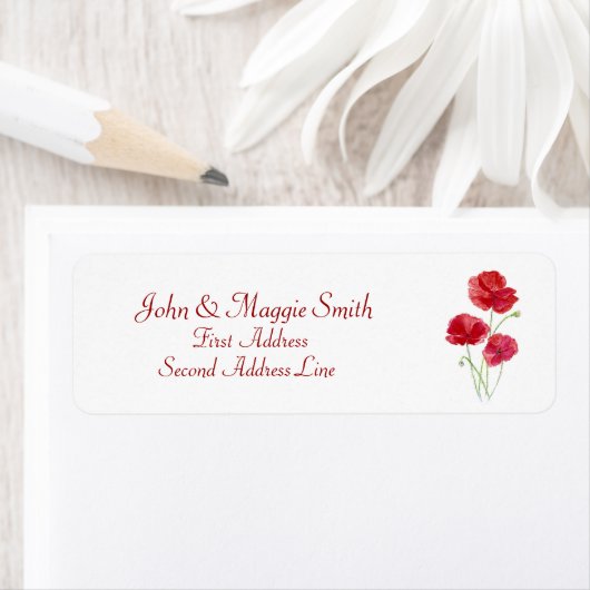 Red Poppy Floral - Natuur - Adres Label (Insitu)