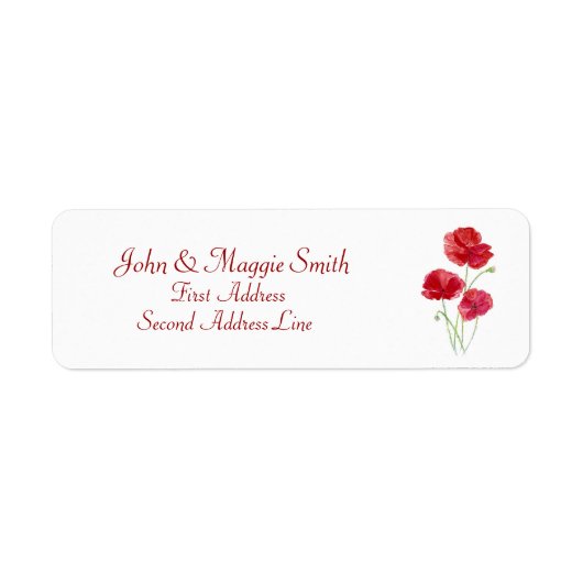 Red Poppy Floral - Natuur - Adres Label (Voorkant)