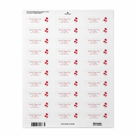 Red Poppy Floral - Natuur - Adres Label (Full Sheet)