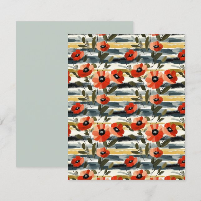 Red Poppy Floral Scrapbook Paper (Voorkant / Achterkant)