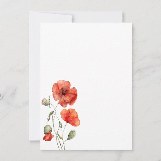 Red Poppy Floral Specialized Name Stationery Notitiekaartje (Achterkant)