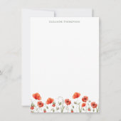 Red Poppy Floral Specialized Name Stationery Notitiekaartje (Voorkant)