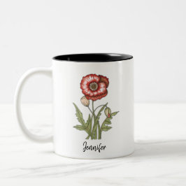 Red Poppy Floral Tweekleurige Koffiemok